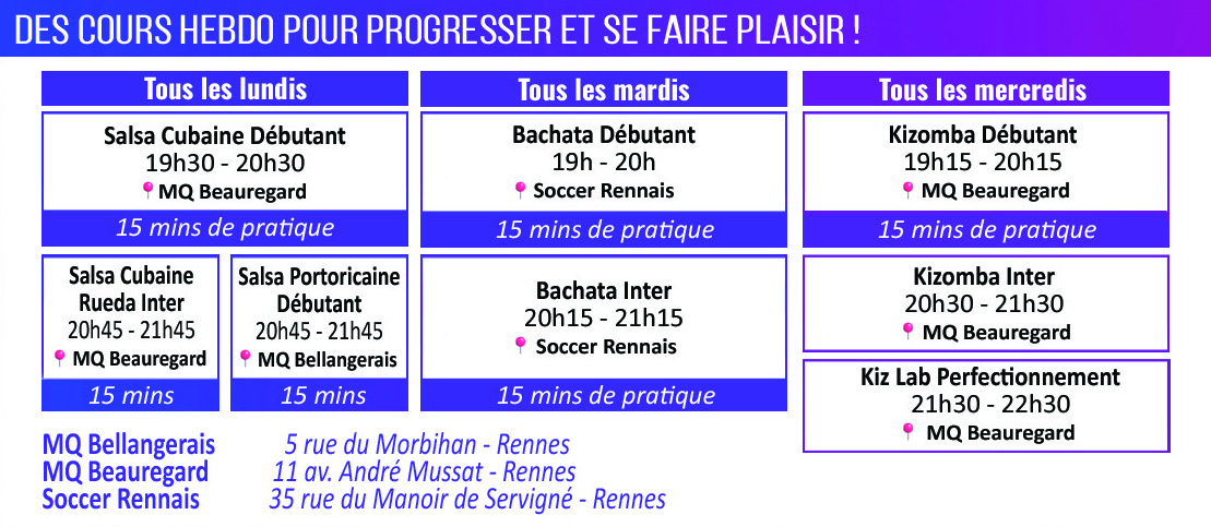 Programme Salsa, Bachata et Kizomba 2026-2027